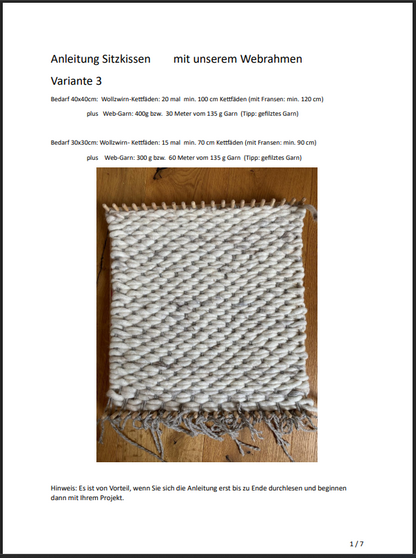 Anleitung Sitzkissen Variante 3 zum Webrahmen