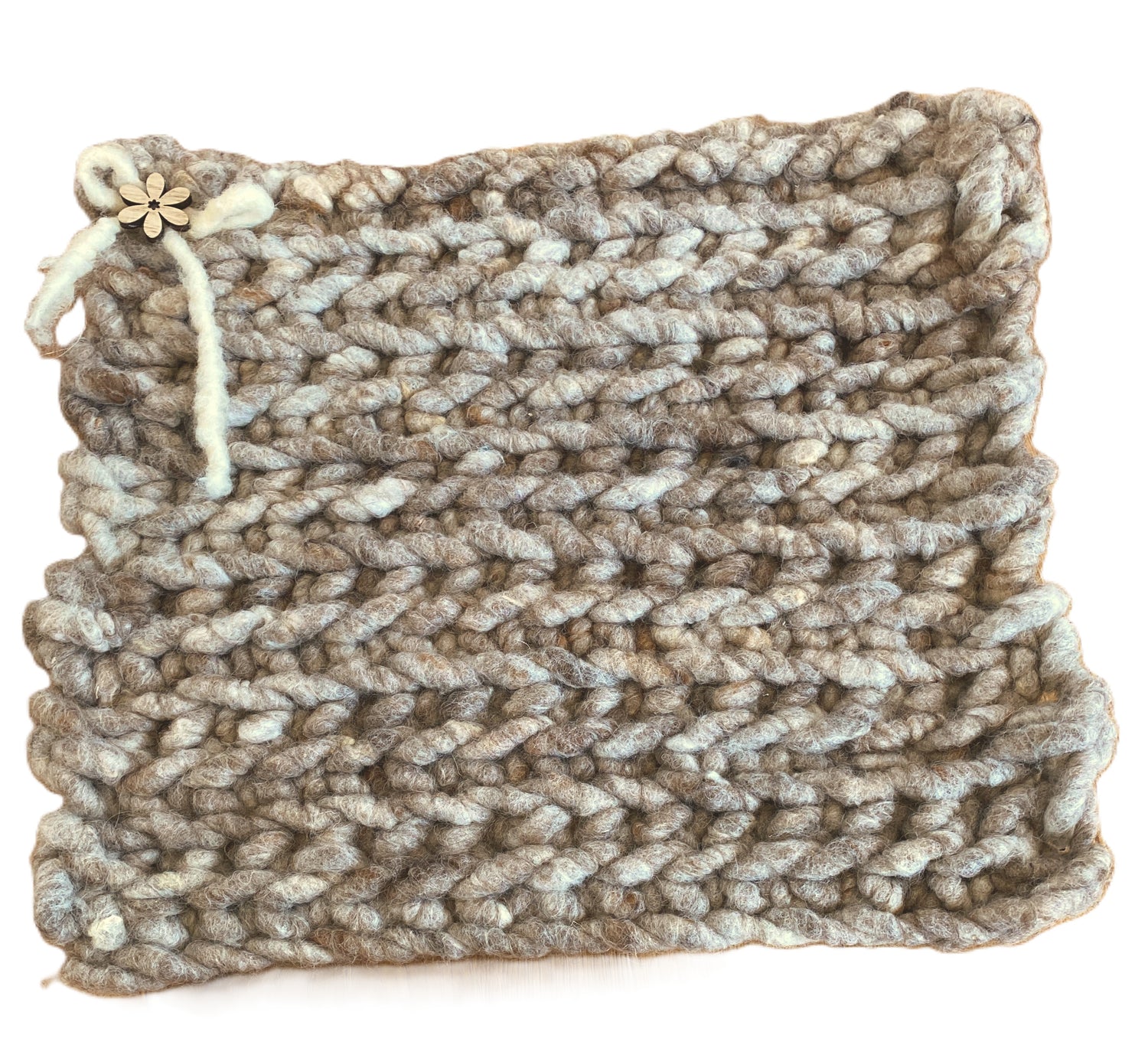 Sitzkissen gehäkelt braun