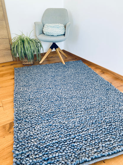 Teppich mit Schlingen, blau meliert